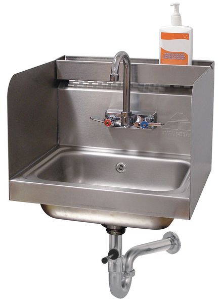 Hand Sink, Wall, 17-1/4 In. L, 15-1/4 In. W