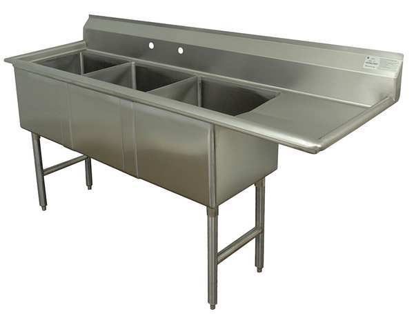 24 in W x 74 1/2 in L x 43 in H, Floor Mount, 304 Stainless steel
