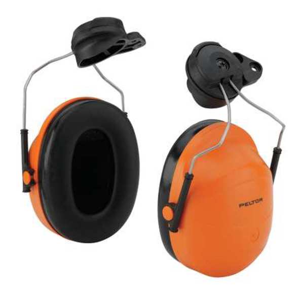 Hard Hat Mounted Ear Muffs, 24 dB, M-100, M-300, Orange
