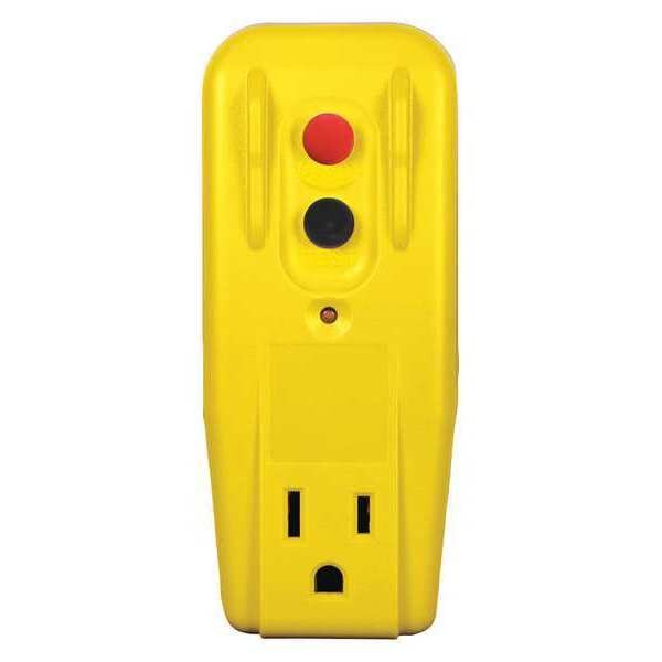 Plug-In GFCI, Ylw, 15A, 5-15P, Indoor, 125VAC