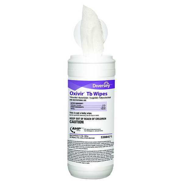 Disinfecting Wipes, White, Canister, Hard, Non Porous Surfaces, 60 Wipes, 7 in x 8 in, Fresh