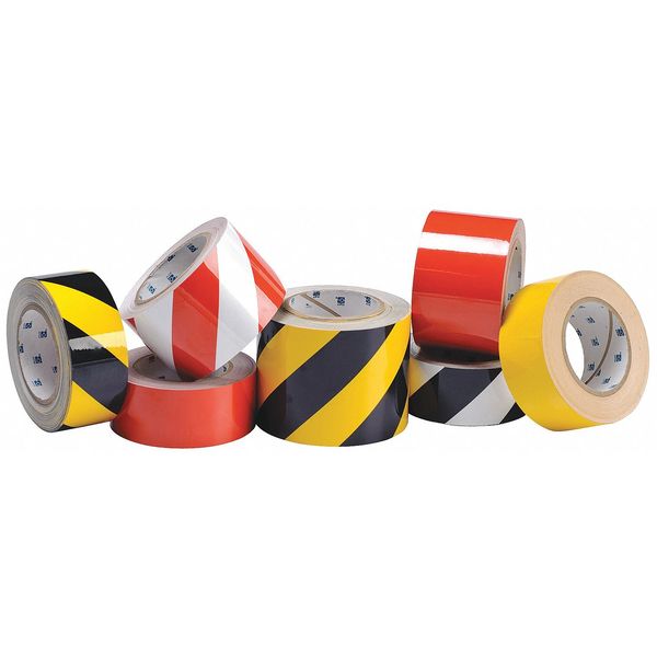 ToughStripe Floor Marking Tape, Gen Purpose, Striped, Black/Yellow, 2 in x 100 ft, 8 mil Thickness