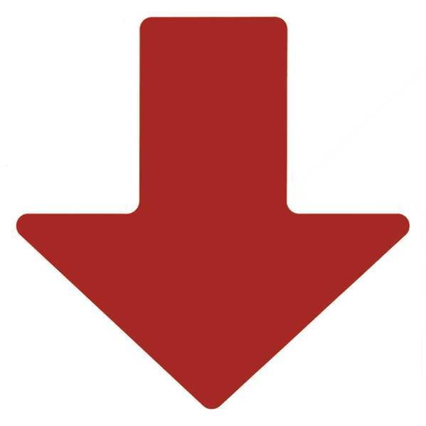 Floor Marking Tape, Arrow, 2In W, Red, PK100