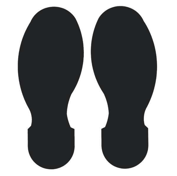 Floor Marking Tape, Foot Shape, Blk, PK10