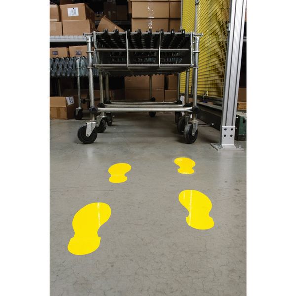 Floor Marking Tape, Foot Shape, Wht, PK10