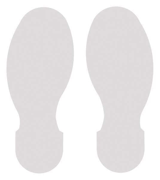 Floor Marking Tape, Foot Shape, Wht, PK10