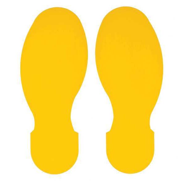 Floor Marking Tape, Foot Shape, Ylw, PK10