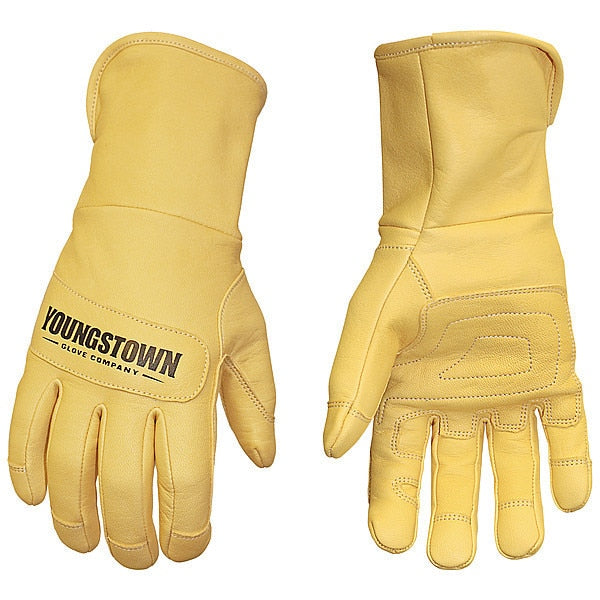 Leather 3D Pattern Gloves, Tan, XL, PR
