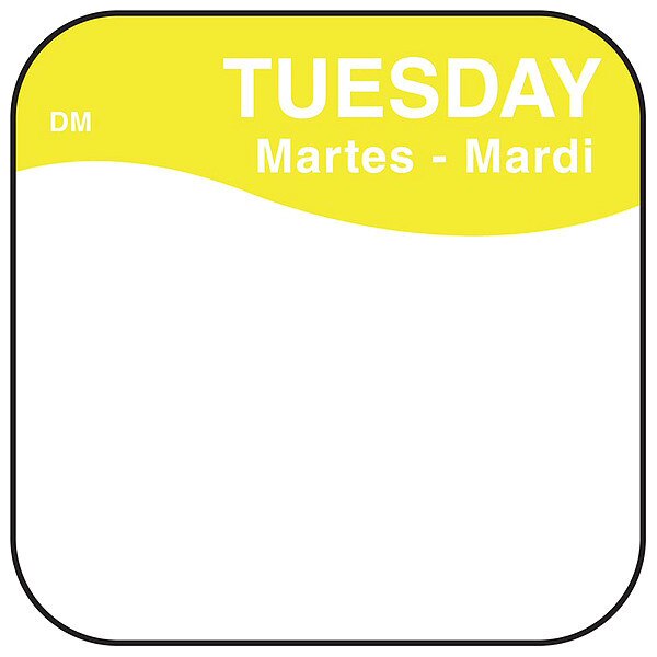 Food Safety Label, Yellow/White, 3/4 in H