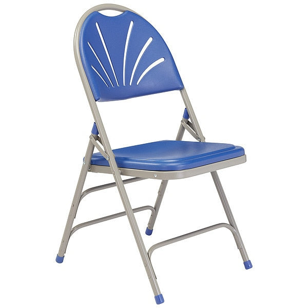Folding Chair, Plastic, Blue/Gray, PK4