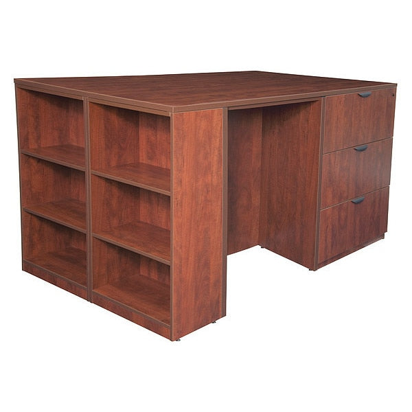 2 Lateral File/ 2 Desk Quad with Bookcase End, 46