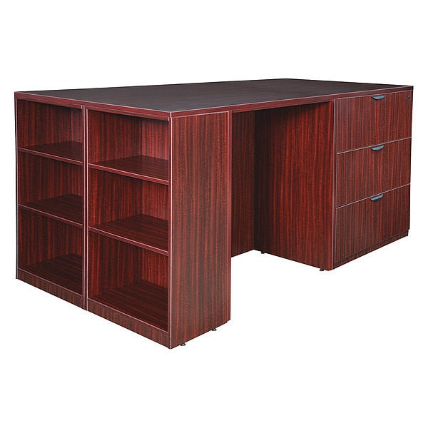 2 Lateral File/ 2 Desk Quad with Bookcase End, 46