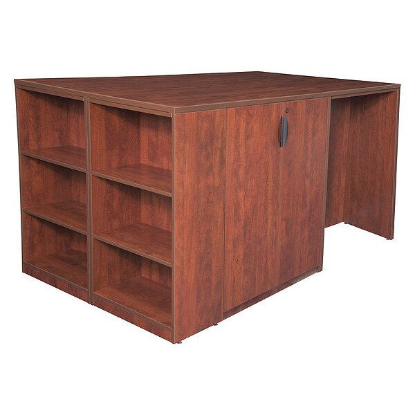 2 Storage Cabinet/ 2 Desk Quad with Bookcase End, 46
