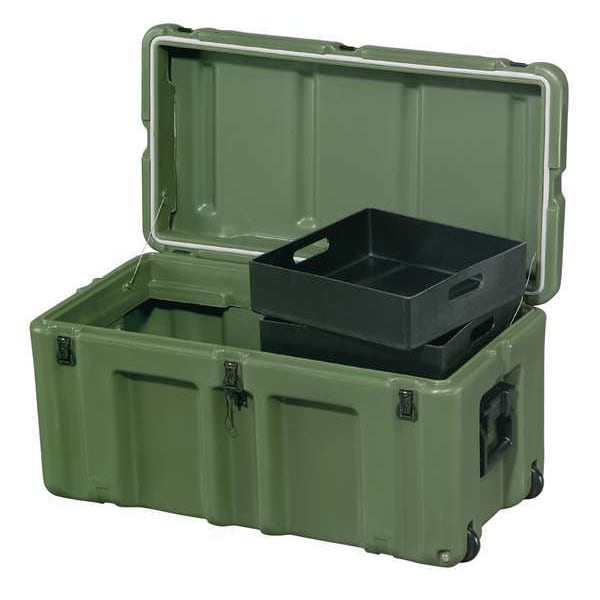 Storage Trunk, Green, Polyethylene, 17 in L, 33 in W, 17 in H, 3.5 cu ft Volume Capacity
