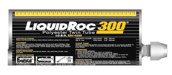 Construction Adhesive, Liquid Roc 300 Series, Gray, 28 oz, Tube, 5 PK