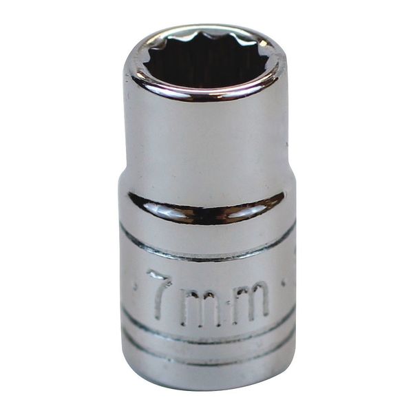 1/4 in Drive, 7mm 12 pt Metric Socket, 12 Points