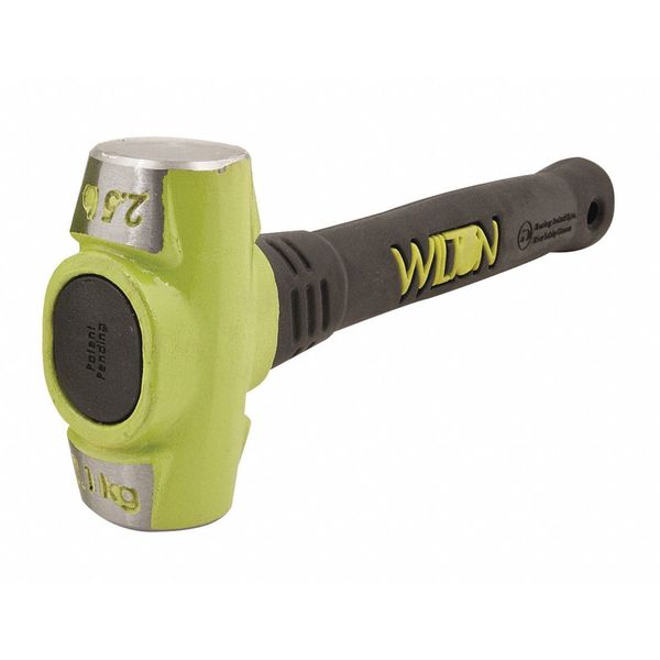 2 1/2 lb Sledge Hammer, 12 in L Steel Handle, Steel Head, Black/Hi-Vis Green