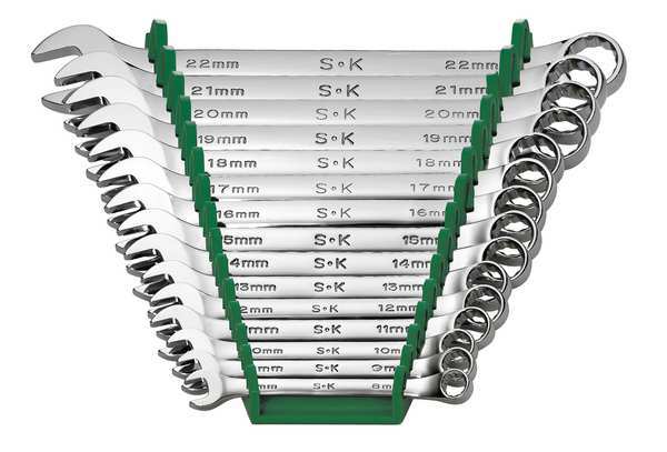 Combo Wrench Set, Full Polish, 8-22mm, 15Pc