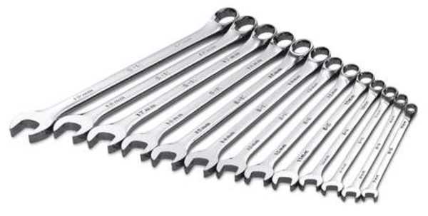 Combo Wrench Set, Long, Polish, 7-19mm, 13Pc