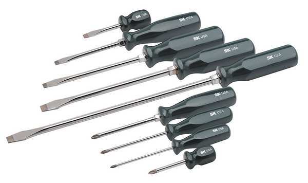 Screwdriver Set, Slotted/Phillips, 9 Pc