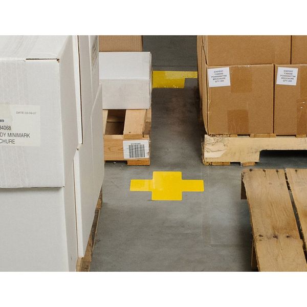 Floor Marking Tape, Cross, 4In W, Wht, PK20
