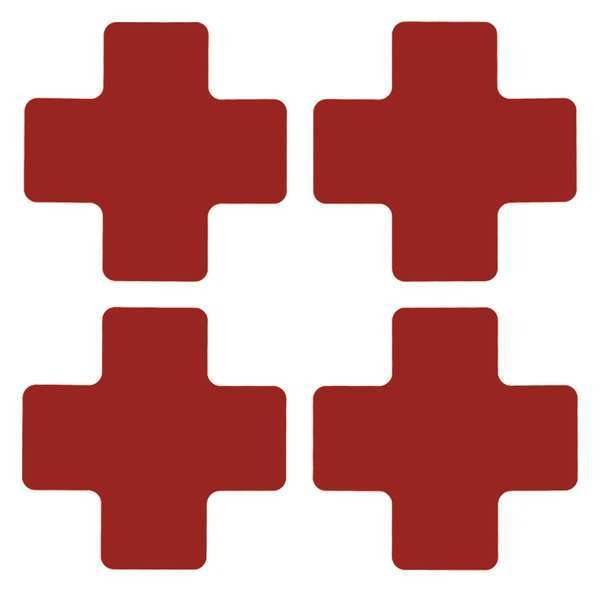 Floor Marking Tape, Cross, 2In, 5In L, PK20