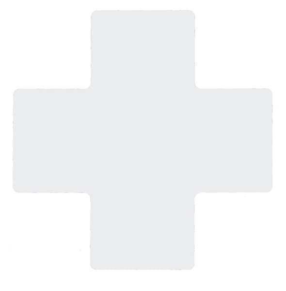 Floor Marking Tape, Cross, 4In W, Wht, PK20