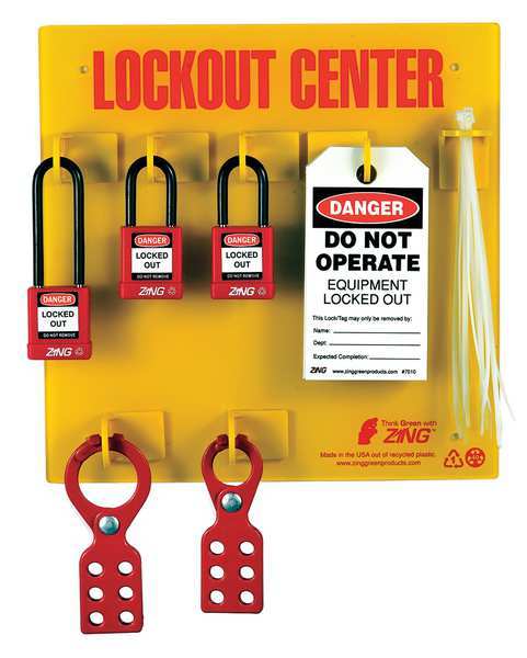 Lockout Station, Filled, 3 Padlocks