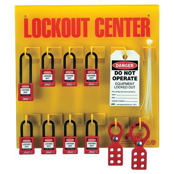 Lockout Station, Filled, 8 Padlocks