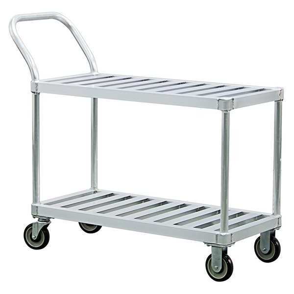 Aluminum Utility Cart, Flat, 2 Shelves, 1,000 lb