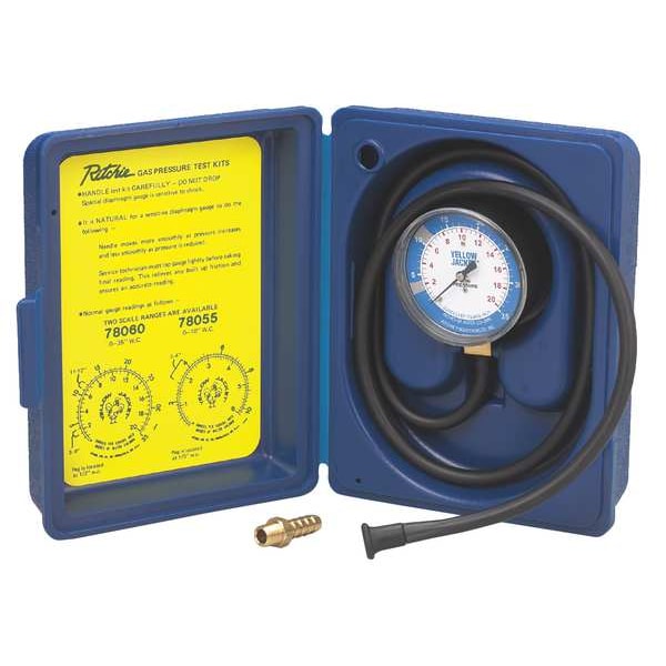 Gas Pressure Test Kit, Gas Line Pressure Test Kit, Low Pressure, Gas/Natural Gas, 0 to 35 in wc