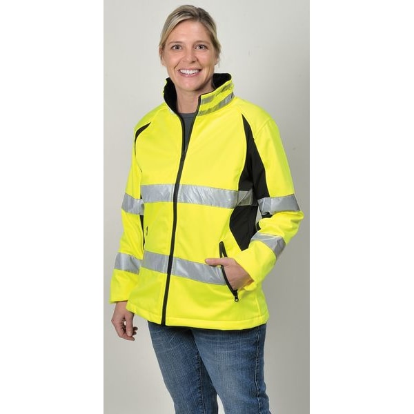 Ladies Jacket, Hi-Vis, Small, Blk/Yellow