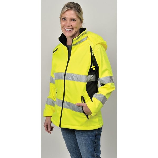 Ladies Jacket, Hi-Vis, Small, Blk/Yellow