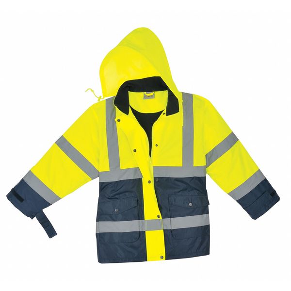 Ladies Jacket, Hi-Vis, Med, Yellow/Nvy