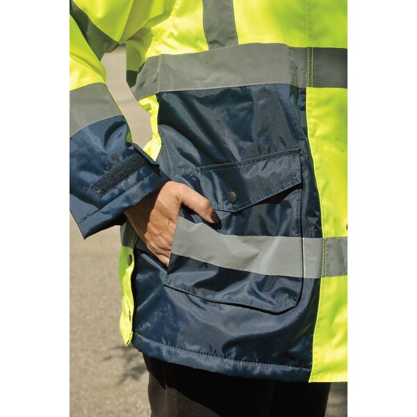 Ladies Jacket, Hi-Vis, Lrg, Yellow/Nvy
