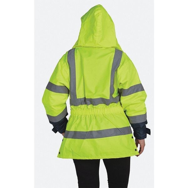 Ladies Jacket, Hi-Vis, Lrg, Yellow/Nvy