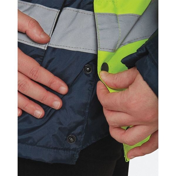 Ladies Jacket, Hi-Vis, Lrg, Yellow/Nvy