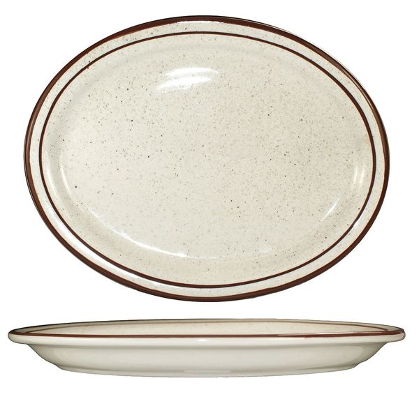 Platter, 13-1/4x10-3/8, Brown Speckle, PK12