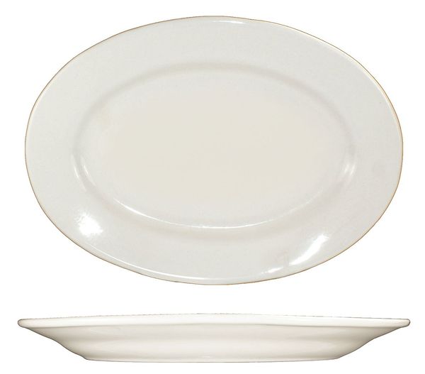 Platter, 12-1/2x9 In, American White, PK12