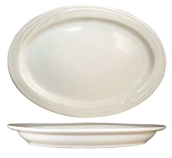Platter, 13x9-3/8, American White, PK12