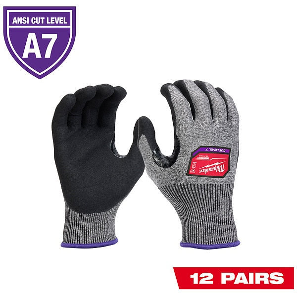 Level 7 Cut Resistant High-Dexterity Nitrile Dipped Gloves - X-Large (12 pair)