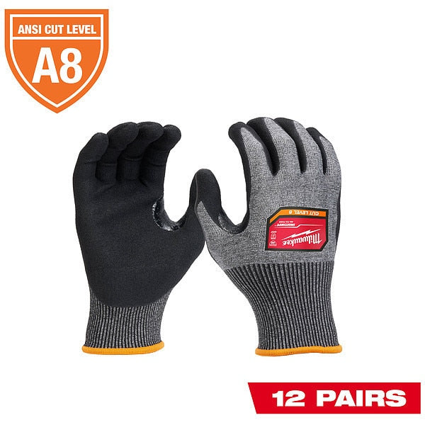 Level 8 Cut Resistant High-Dexterity Nitrile Dipped Gloves - 2X-Large (12 pair)