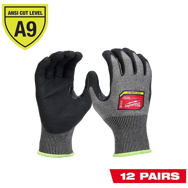 Level 9 Cut Resistant High-Dexterity Nitrile Dipped Gloves - Medium (12 pair)