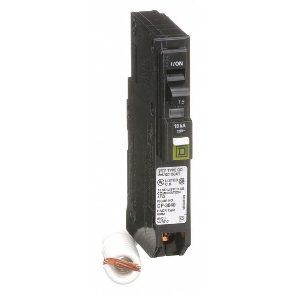 Miniature Circuit Breaker, 15 A, 120/240V AC, 1 Pole, Plug In Mounting Style, QO Series