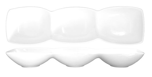 3-Compartment Bowl, 6 oz., Ceramic White PK12