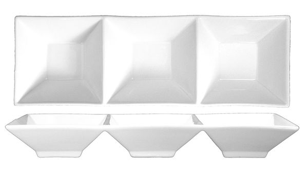 3-Compartment Bowl, 2 oz., Ceramic White PK36