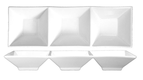 3-Compartment Bowl, 5 oz., Ceramic White PK24