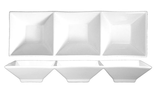 3-Compartment Bowl, 10 oz., Ceramic White PK12