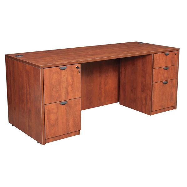 Pedestal Desk, 35D, 71W, 29H, Cherry, Wood