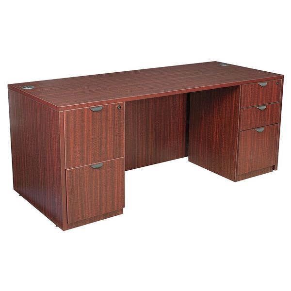 Pedestal Desk, 35D, 71W, 29H, Mahogany, Wood